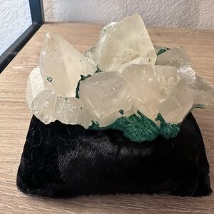 4.45 Inch Calcite with Malachite - On Cushion